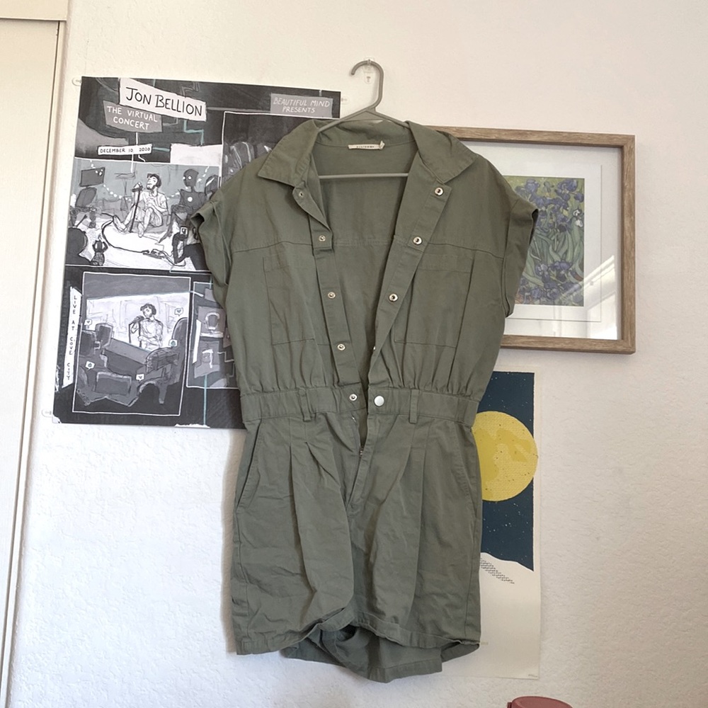 Sage Romper with Zipper/Buttons/Pockets,/Belt Loops! Perfect for Accessories!